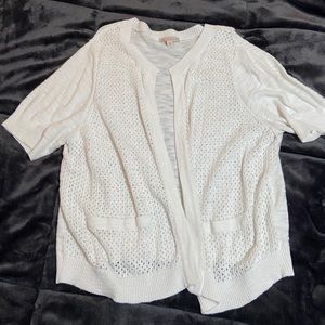 White short sleeve cardigan